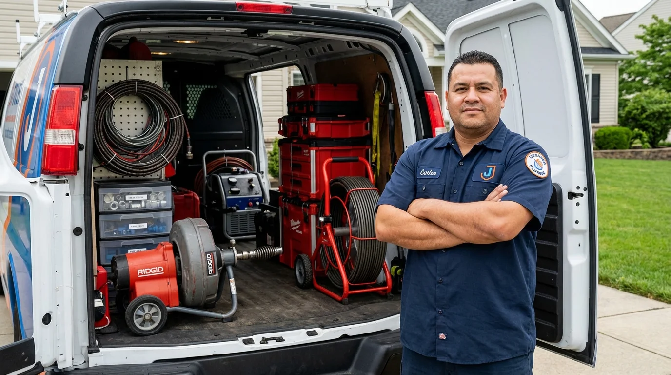 Professional drain cleaning equipment and Johns Plumbing LLC plumber in Muleshoe
