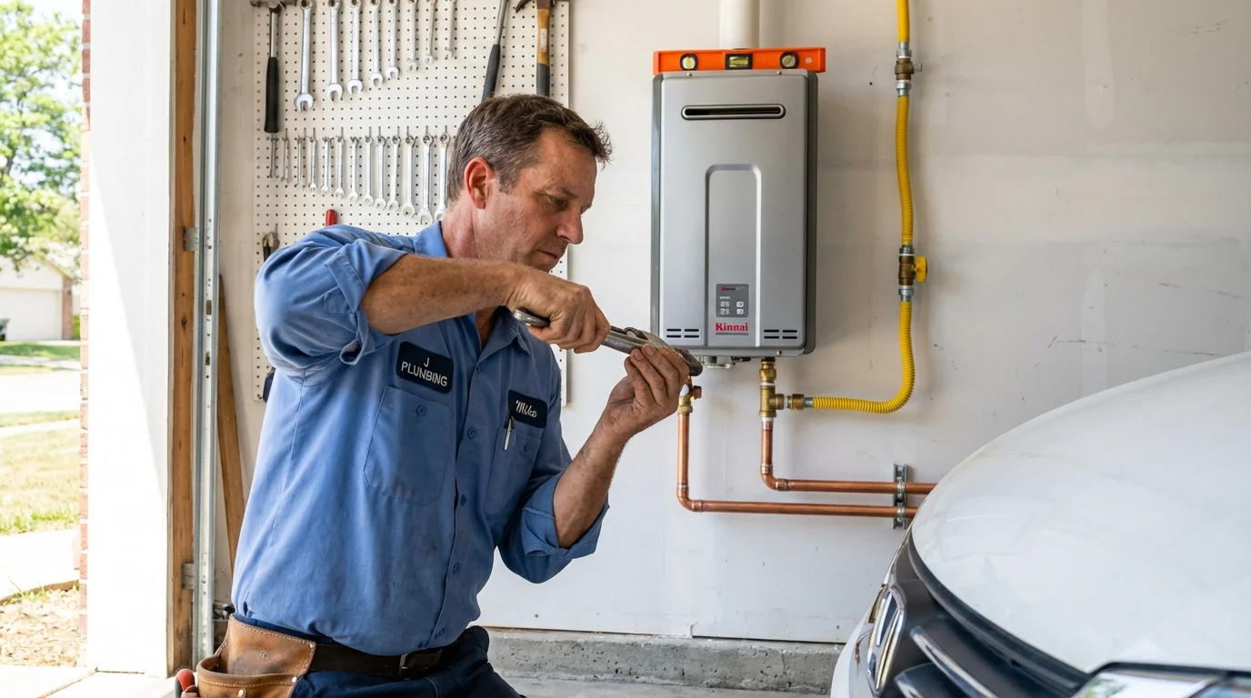 Tankless water heater installation by a Johns Plumbing LLC plumber in Muleshoe